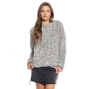 Dylan Solid Frosty Tipped Drop Shoulder Crew Sweater in Charcoal Large